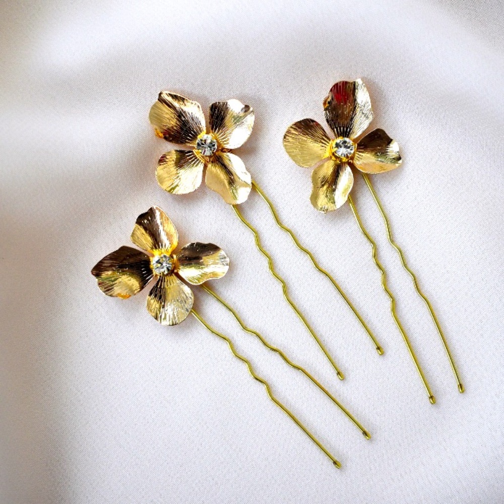 Vintage Gold Floral Hair Pins